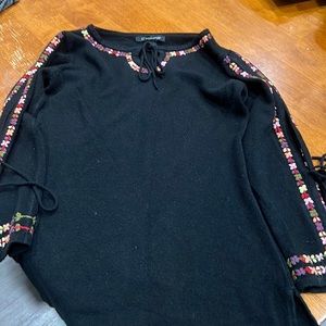 52 weekends sweater with multi colored flower embroidery beautiful !